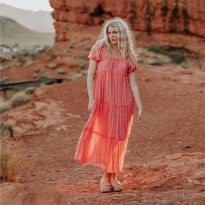 Elegant Coral Maxi Dress